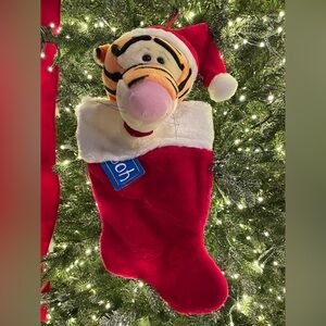 Vintage Disney Winnie The Pooh Tigger 3D Plush Christmas Hanging Stocking 16”